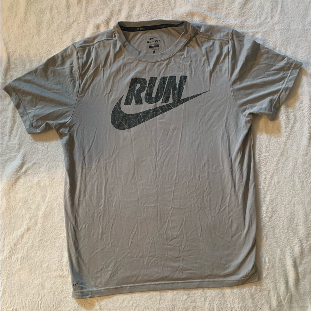Nike Dri Fit Running Shirt light Grey Size L